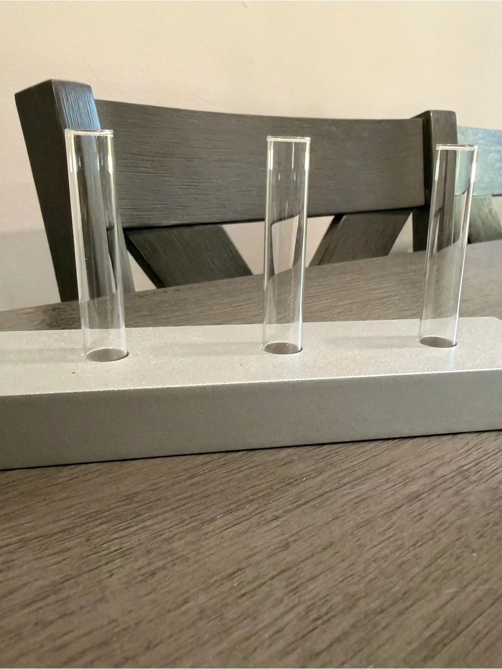 Plant Propagation Station w/ Clear Glass Tube Bud Vase Set on Silver Base